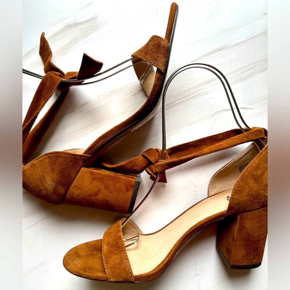 Alex + Alex Leather Suede Brown Block Heel Sandals - NWT